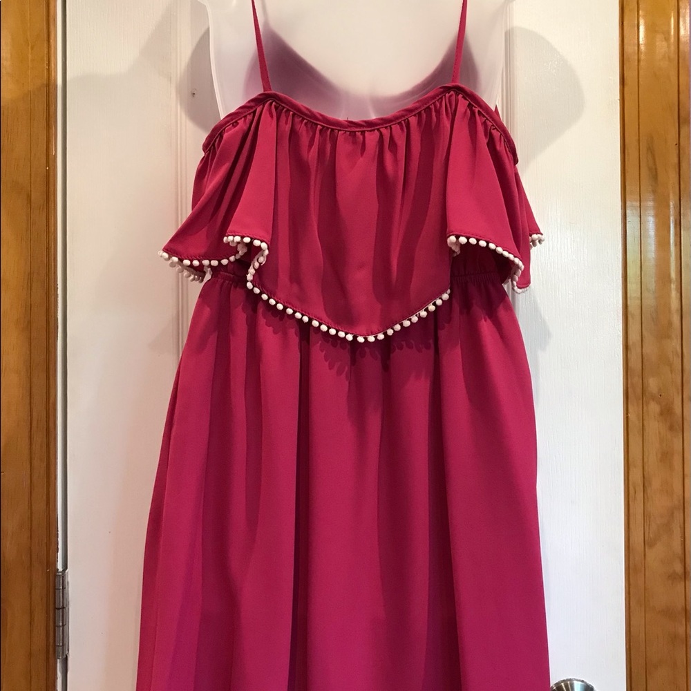 Magenta Mini Dress Sz 8 - 10 Medium NWT 
w/White Cotton Ball Tassels - Picture 8 of 16